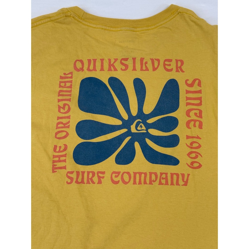 Quiksilver Mens‎ XXL Mustard Yellow Graphic T-Shirt Surf Company 100% Cotton - Picture 7 of 8